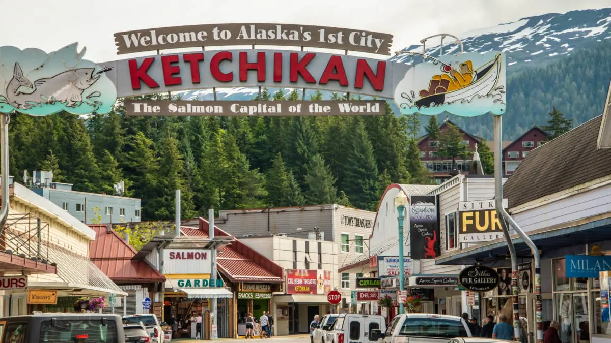 Ketchikan Port Calls Continue as Planned After Tragic Landslide Ketchikan Sign, Alaska